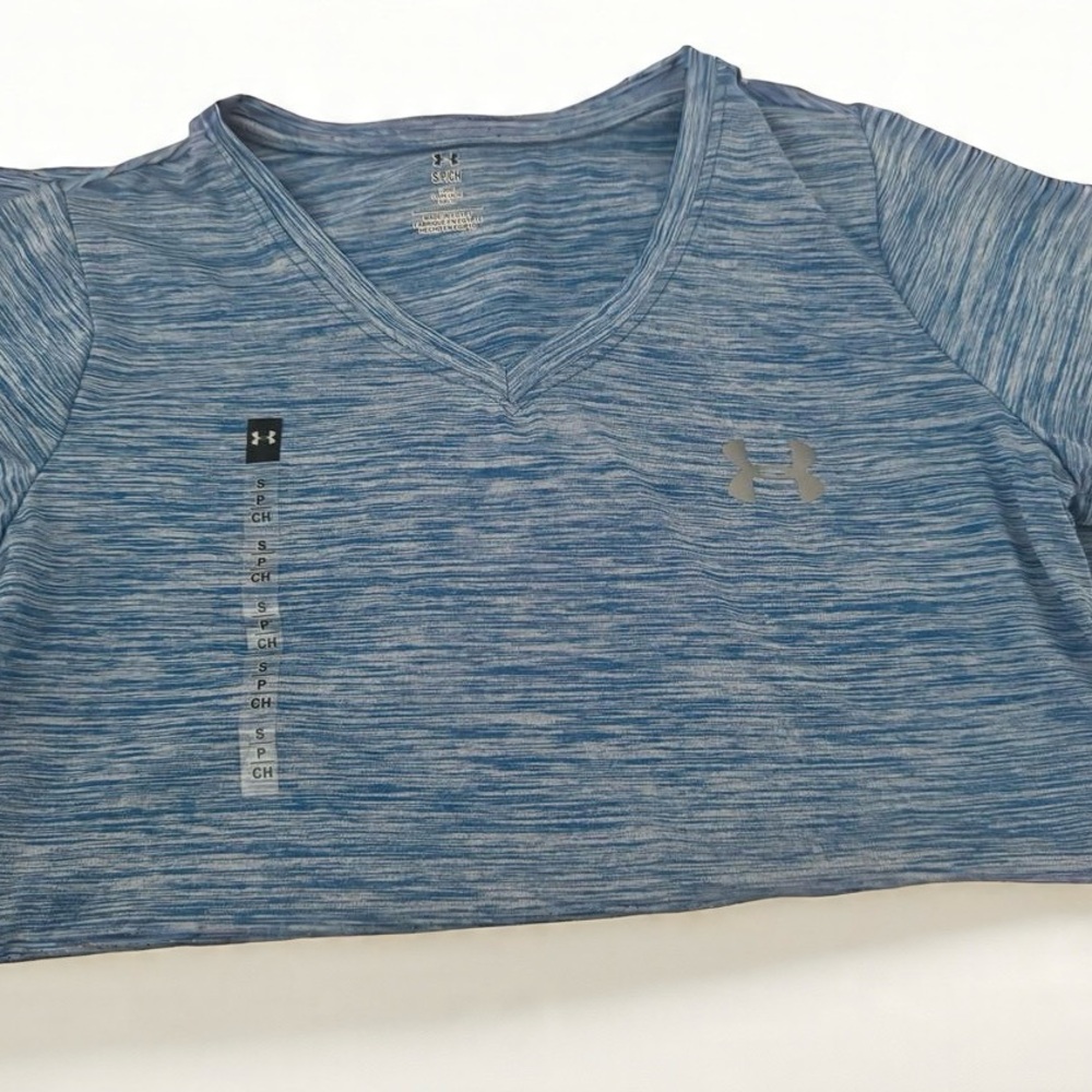 Under Armour Heathered Blue V-Neck Tee